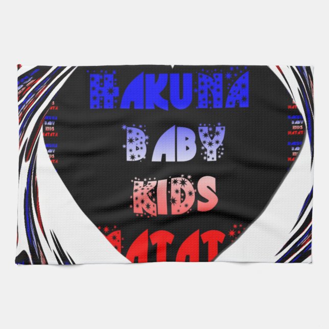 Paño De Cocina Diseño para niños de Hakuna Matata azul negro Haku (Horizontal)