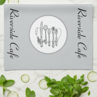 Paño De Cocina Diseño personalizado de cubiertos en negro, blanco