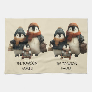 Paño De Cocina Diseño personalizado de familia de pingüinos de in
