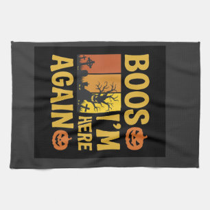 Paño De Cocina Diseño Retro Cementerio Halloween Boos Estoy Aquí