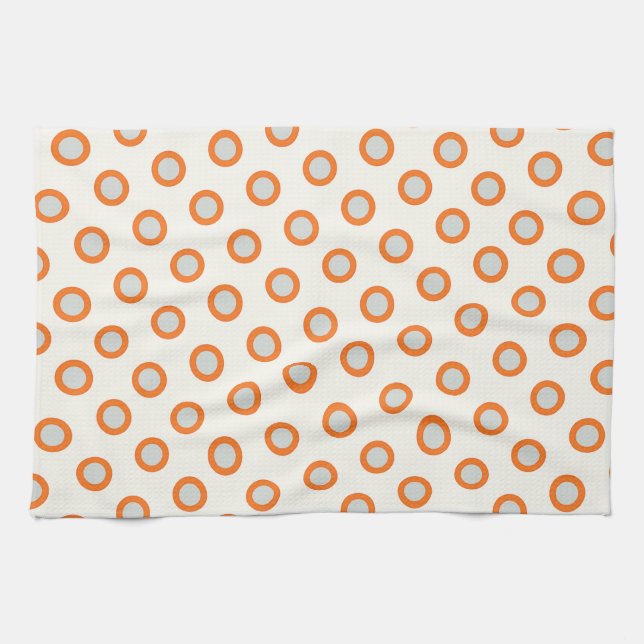 Paño De Cocina Diseño retro de punto de círculo naranja (Horizontal)