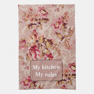 Paño De Cocina Diseño retro personalizado Patrón de flor rosa