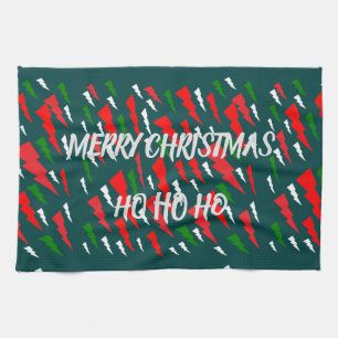 Paño De Cocina Diseño rojo verde blanco texto Feliz Navidad