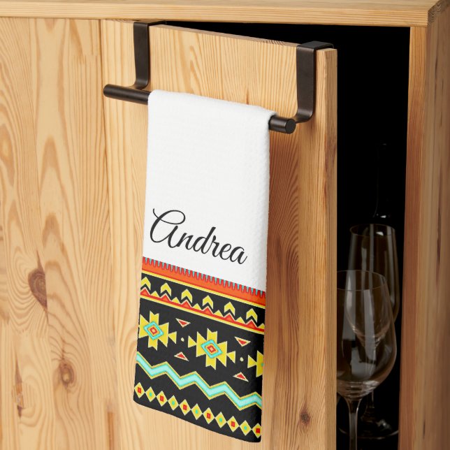 Paño De Cocina Diseño tribal brillante personalizado (Pliegue de tercios)