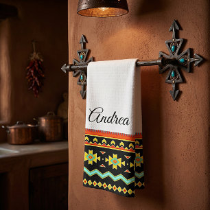 Paño De Cocina Diseño tribal del suroeste personalizado brillante
