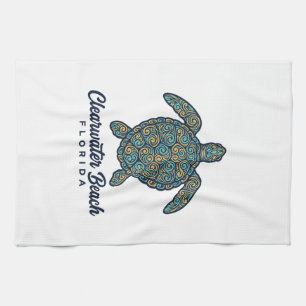 Paño De Cocina Diseño vectorial de tortuga marina de Clearwater B