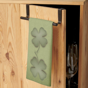 Paño De Cocina Diseño Verde Irlandés de Trébol de Cuatro Hojas