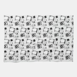 Paño De Cocina Diseños de hogares retro en blanco y negro