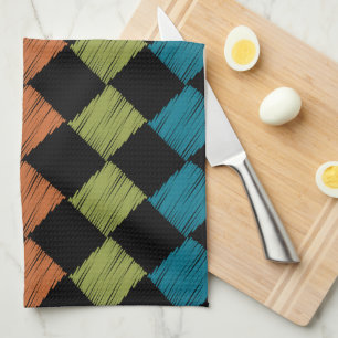 Paño De Cocina Diseños de la Plaza de Diamantes de Ikat Sassy