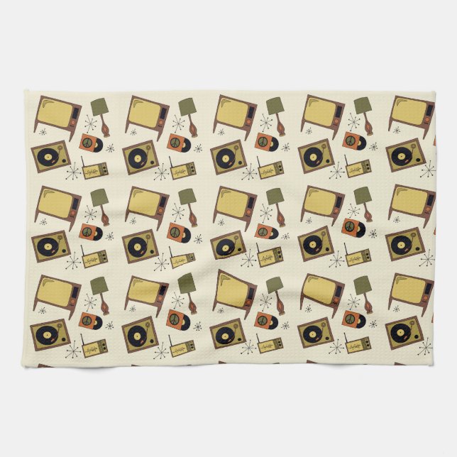Paño De Cocina Diseños retro de las grabaciones de TV (Horizontal)