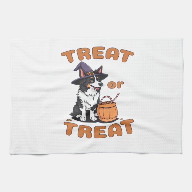 Paño De Cocina Disfraz de perro de Halloween Border Collie �Dulce (Horizontal)
