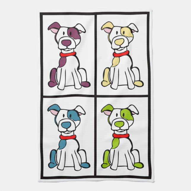 Paño De Cocina Dishtowel de perro lindo - Pitbull (Vertical)