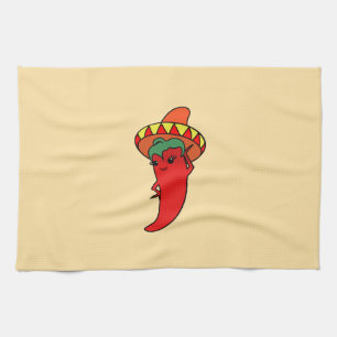 Paño De Cocina Diva de Pimienta Kawaii Al Rojo Vivo