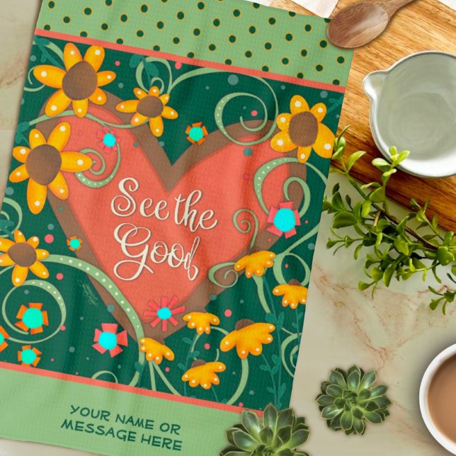 Paño De Cocina Diversión Floral Heart Ver El Buen Nombre De La Ci (Subido por el creador)