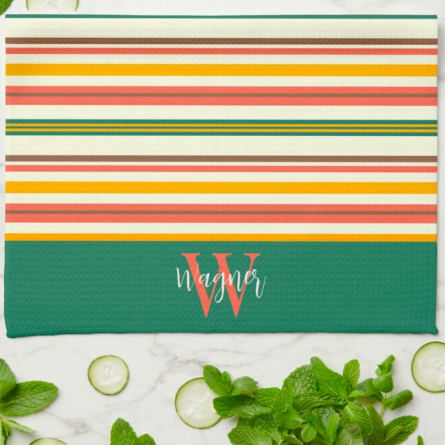 Paño De Cocina Diversión Moda Stripe Personalizado elegante Monog (Subido por el creador)