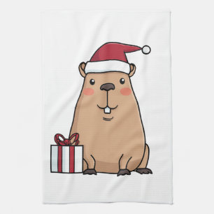 Paño De Cocina Diversión navideña de Santa Capybara