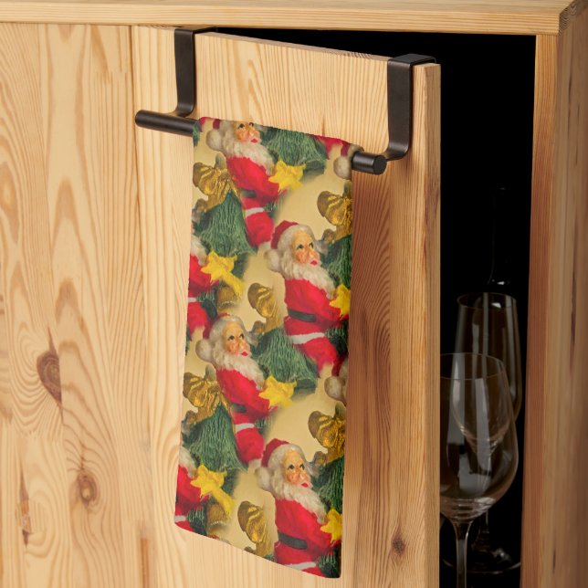 Paño De Cocina Diversión y Papá Noel festivo en el patrón de árbo (Pliegue de tercios)