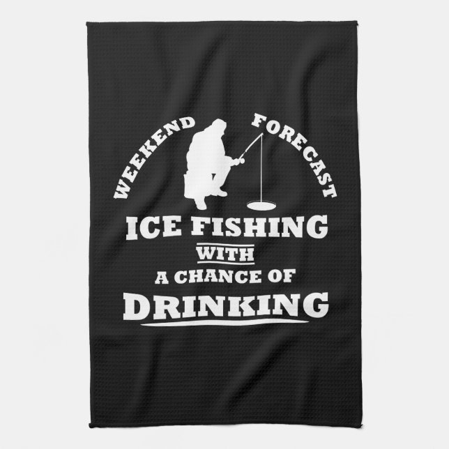 Paño De Cocina divertida bebida y pesca de hielo (Vertical)