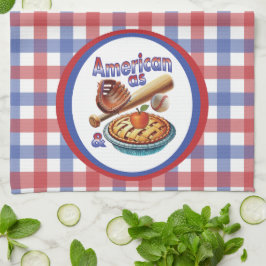 Paño De Cocina Divertido americano como béisbol y tarta de manzan