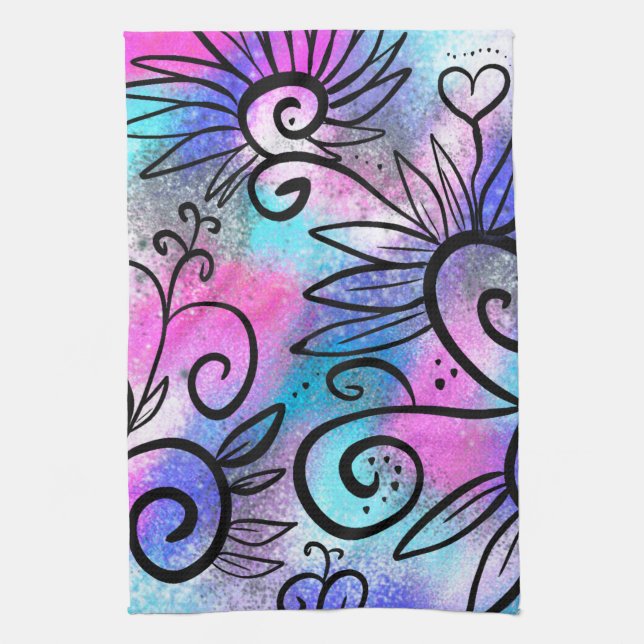 Paño De Cocina Divertido arte floral (Vertical)