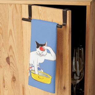 Paño De Cocina Divertido baño de gato japonés I