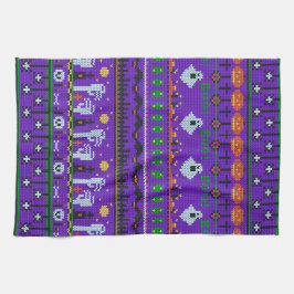 Paño De Cocina Divertido día de Halloween material morado tejido 