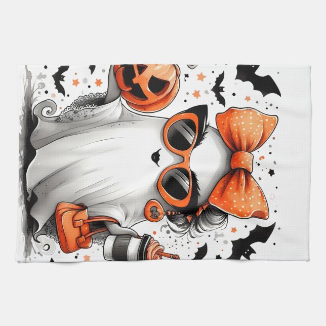 Paño De Cocina Divertido fantasma de Halloween (Horizontal)