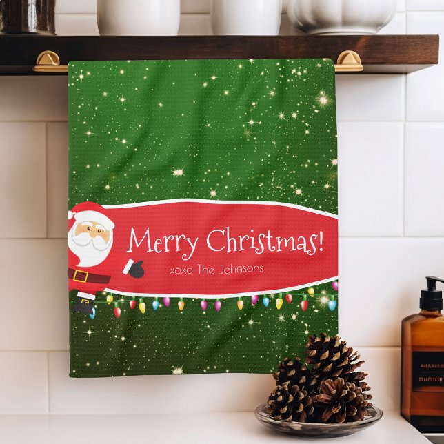 Paño De Cocina Divertido Feliz Navidad Santa Apellidos Rojo y Ver (Subido por el creador)
