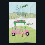 Paño De Cocina Divertido Glam Carro de golf Nombre personalizado<br><div class="desc">Un toque de humor de golf para el chica-amigo en su vida, que se divertirá con este — un carrito de golf glam para el amante del golf que le gusta jugar con estilo — o simplemente le encanta jugar — personalizado con nombre — personalizado y único. O, obtén uno...</div>