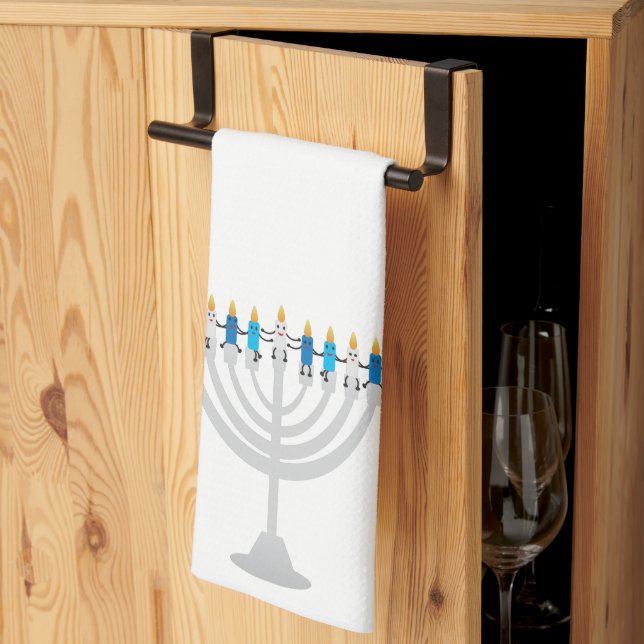 Paño De Cocina Divertido Hanukkah menorah y velas (Pliegue de tercios)