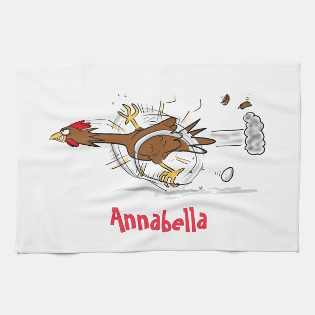 Paño De Cocina Divertido ilustracion de pollo fresco y personaliz (Horizontal)
