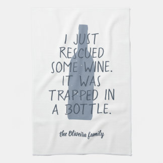 Paño De Cocina Divertido nombre familiar de botella de vino recié
