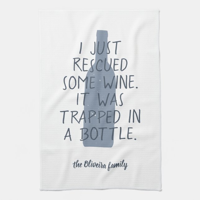 Paño De Cocina Divertido nombre familiar de botella de vino recié (Vertical)