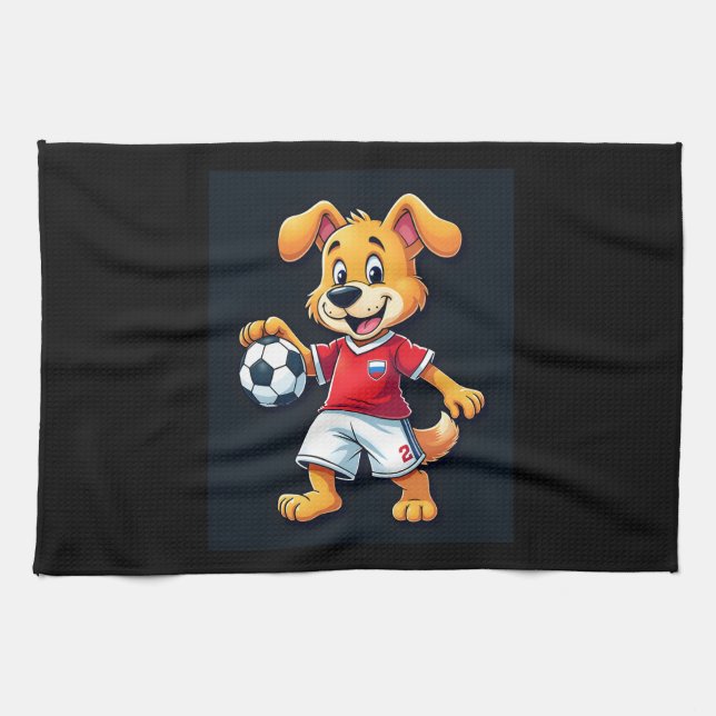 Paño De Cocina Divertido perro canino Rusia Soccer Jersey ruso Fo (Horizontal)