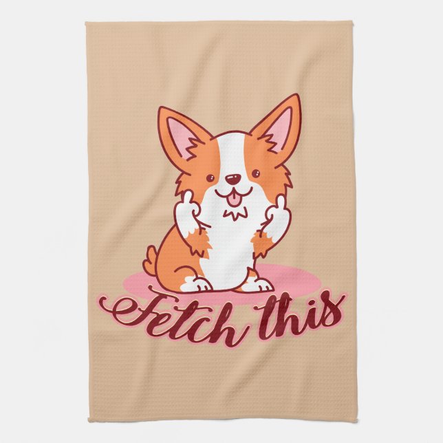 Paño De Cocina Divertido perro de Corgi medio capta esto (Vertical)