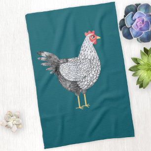 Paño De Cocina Divertido Wyandotte Pollo Hen Acuarela Verde Verde