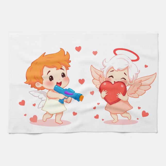 Paño De Cocina Divertidos ángeles personalizados regalo para amar (Horizontal)