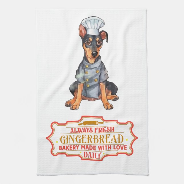 Paño De Cocina Doberman Pinscher Chef Baking Gingerbread (Vertical)