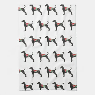 Paño De Cocina Doberman Pinscher Dog Raza Silhouette Boho Floral