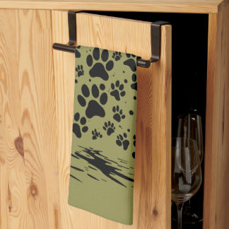 Paño De Cocina Dog Lover Paw Print Christmas Tree 3