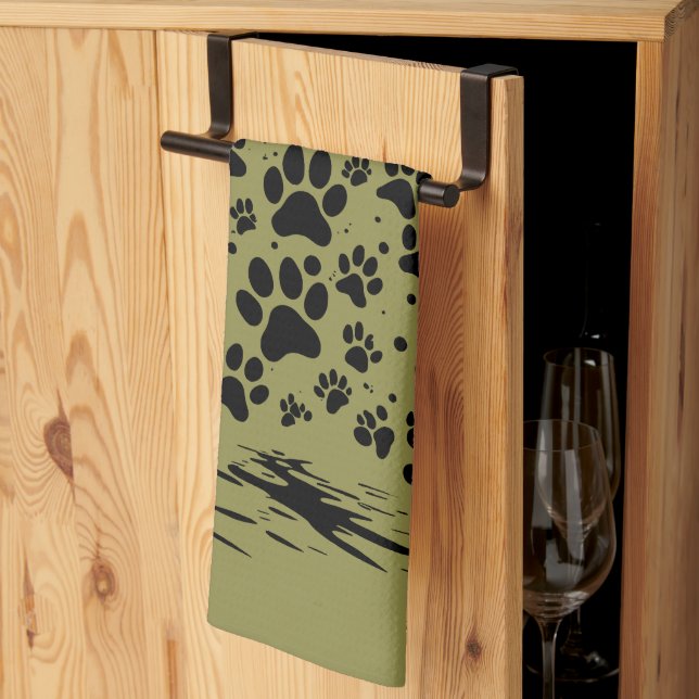 Paño De Cocina Dog Lover Paw Print Christmas Tree 3 (Pliegue de tercios)
