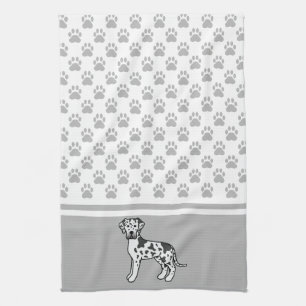 Paño De Cocina Dogo de Burdeos Harlequín con Patrón de Patas Gris