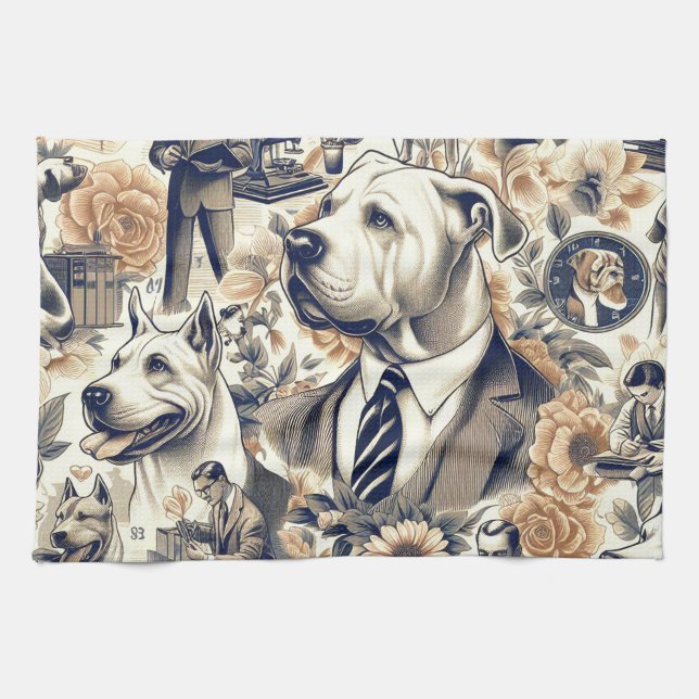 Paño De Cocina Dogo retro argentino sin mar (Horizontal)