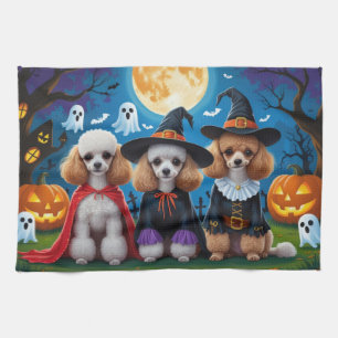 Paño De Cocina Dogos de caniche Calabaza Halloween Gracioso