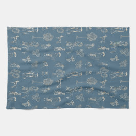 Paño De Cocina Dogs Lady Toile de Jouy Turquoise oscuro
