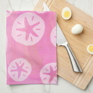 Paño De Cocina Dolar de arena blanco y rosa