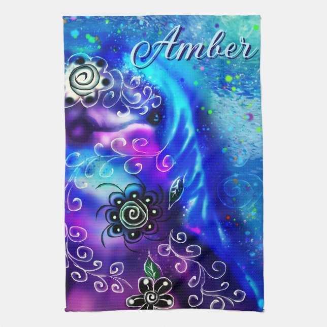 Paño De Cocina Dolphin azul azul azul Verde azulado costero Nauti (Vertical)