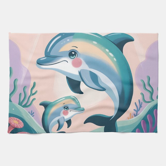 Paño De Cocina Dolphin Mom and Baby (Horizontal)