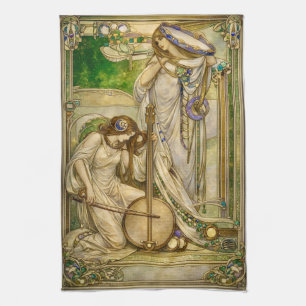 Paño De Cocina Doncellas de la Música Art Nouveau Ilustración Vin