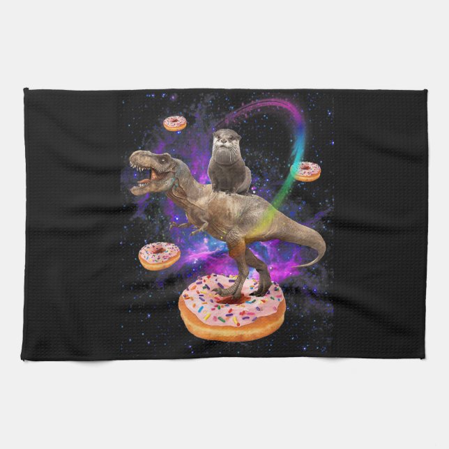 Paño De Cocina Donuts de rex de dinosaurios y orugas espaciales (Horizontal)